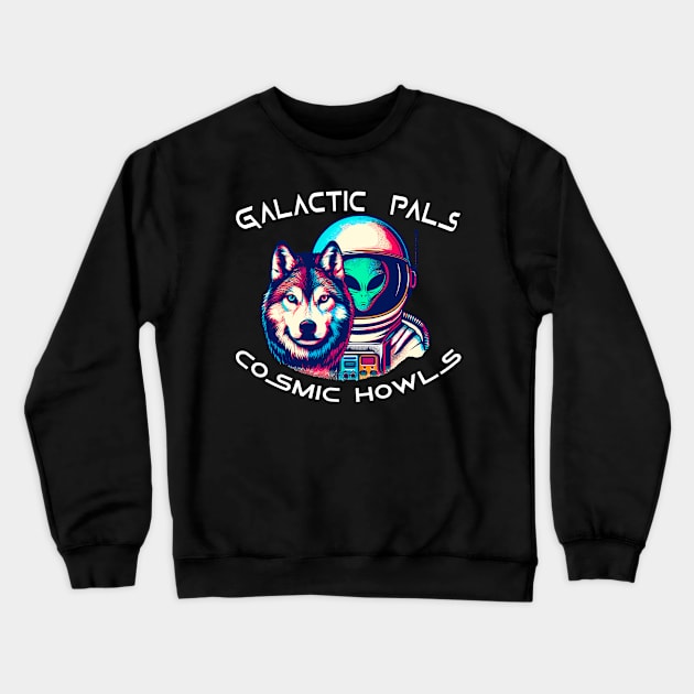 Wolf Space Crewneck Sweatshirt by Outrageous Flavors